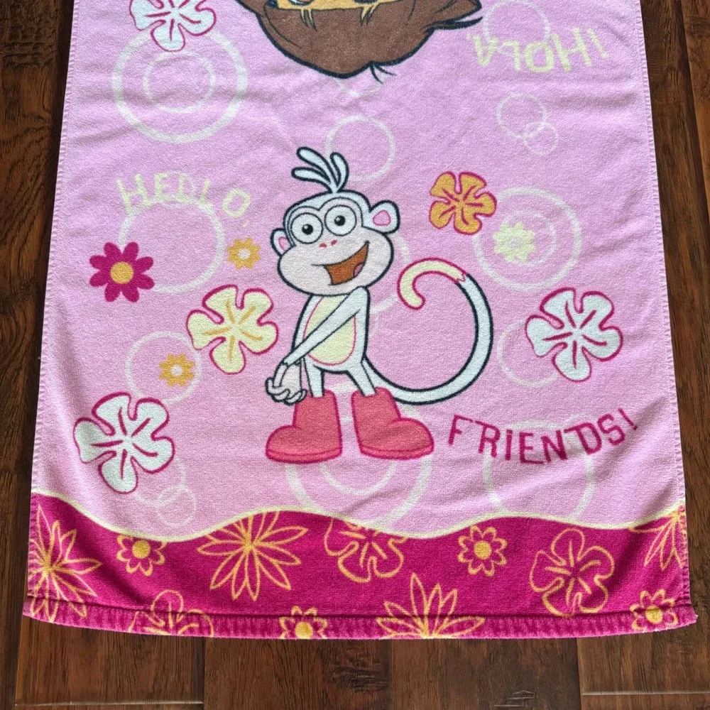 Vintage Dora The Explorer Beach Towel Pink Boots Hola Amigos Y2K Kidcore 42x23